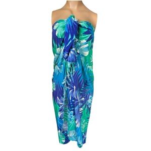 Blue & Green Tropical Sarong Cover-Up